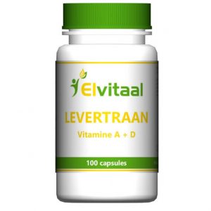 Натуральный витамин А и витамин Д3. Для укрепления иммунитета, здоровья кожи и зрения. 100капс. Elvitaal LEVERTRAAN Vitamine A + D.